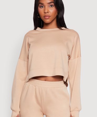 Crew Neck Long Sleeve Crop Top