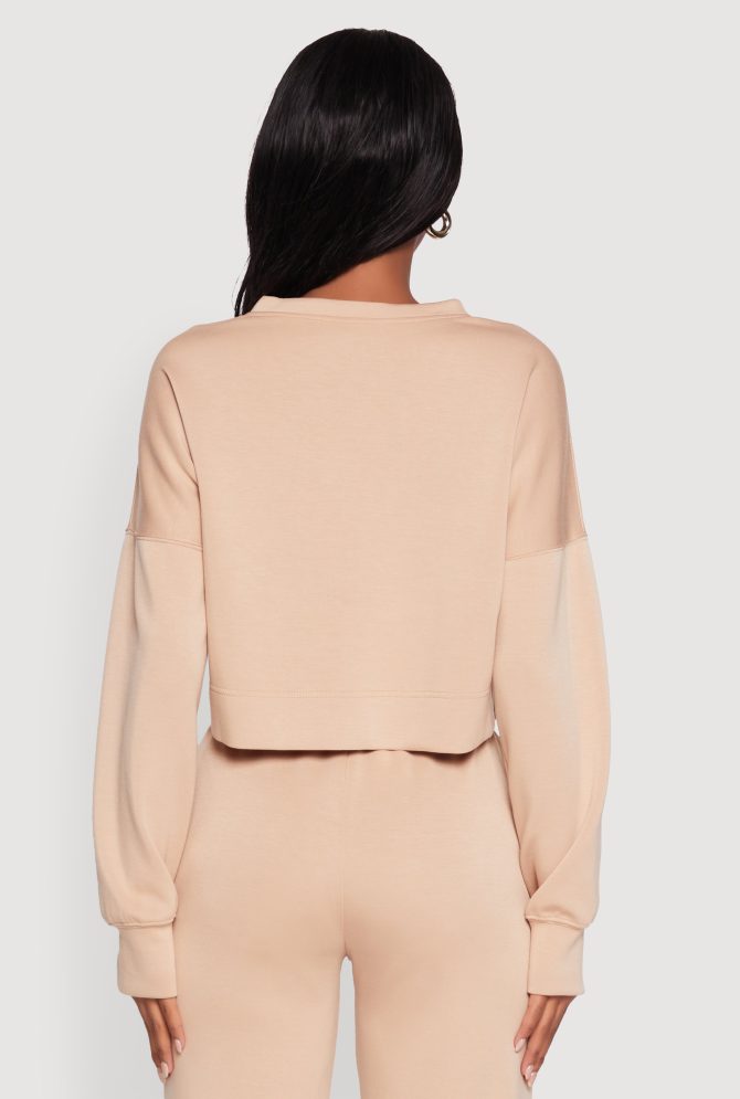 Crew Neck Long Sleeve Crop Top - Image 6
